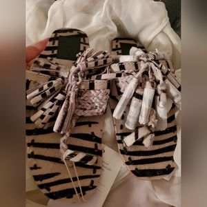 Unworn no box $250 Figue zebra print calfhair leather flats
